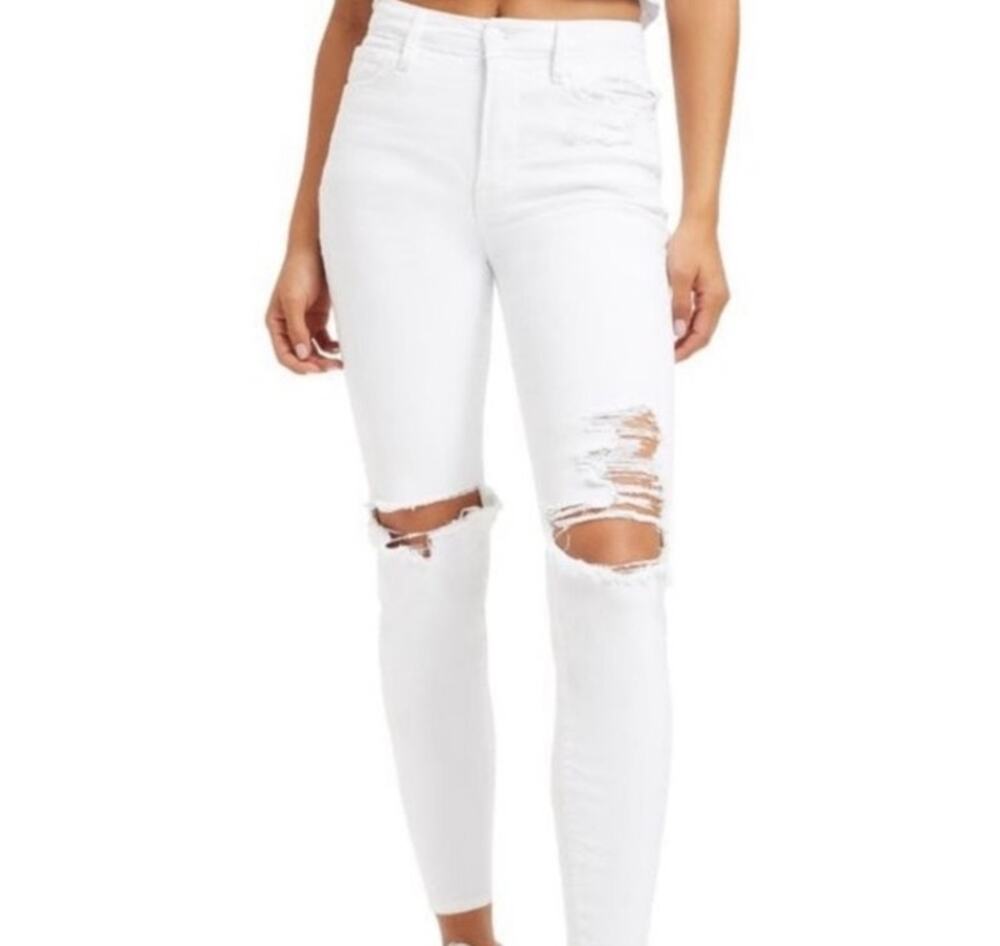 Good American New Womens Distressed Jeans GGPNF999PT White Size 27 / 4 Emo Punk